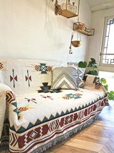 Housses de chaise de Style ethnique, couverture de serviette de canapé tricotée, couverture de chevet pour la décoration de la maison, le Camping