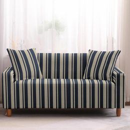 Housses de chaise Mode Simple européen et américain bleu marine rayures jaunes housse de canapé housse décor polyester antidérapant pour cadeau adulte