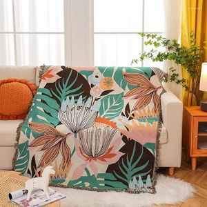 Couvertures de chaise Couverture tissée florale Motif marguerite Tapis mural Canapé-lit Décor de chambre Fil de gland Grande tapisserie Tapis de pique-nique