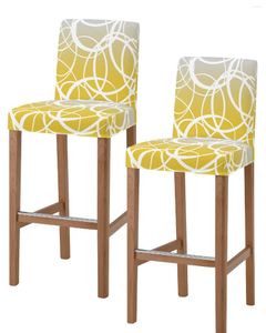 Cubiertas de silla Gradual Amarillo Círculo Línea Modern Geométrica Arte High Back 2pcs Tabureras elásticas de la barra Slip -Slip Comen Sheat