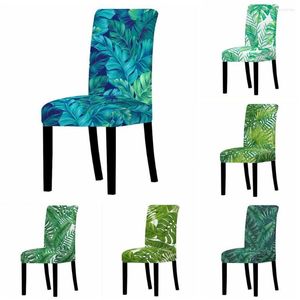 Housses de chaise, couverture d'image de fond de feuille verte, en spandex extensible, amovible, pour banquet, mariage, protection de meubles