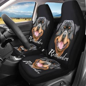 Fundas para sillas HUGSIDEA 2 piezas Asiento delantero universal para automóvil Cool Rottweiler Dogs Print Decoración interior Moda Auto Cojín completo Se adapta a la mayoría de los autos