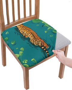 Couvre-chaise Lotus Leaf Water Surface Tiger Seat Cushion Stend Dining Cover Cover Covers for Home El Banquet Living Room