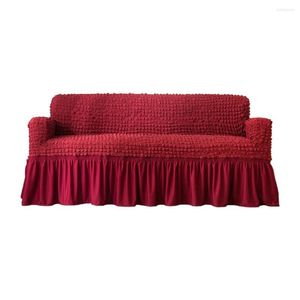 Housses de chaise housse de canapé de luxe 3D Popcorn Style housse universelle protecteur de meubles canapé élastique avec jupe élégante rouge