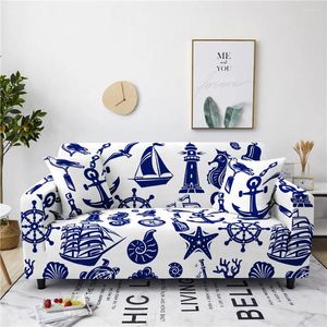 Fundas para sillas Tema náutico Ancla azul marino Funda para sofá Funda para sofá Loveseat Sofá Antideslizante Lavable Protector de muebles Mujeres Hombres Regalos