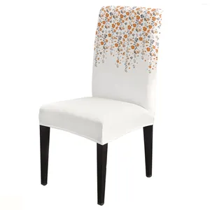 Couvre-chaises Orange Grey Flower Dining Spandex Stretch Soupt Couvercle pour Banquet de cuisine Banquet Party Boîte