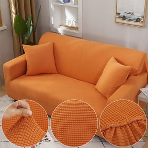 Fundas para sillas Jacquard a cuadros Funda de sofá naranja suave para sala de estar Color sólido Todo incluido Funda de sofá de esquina elástica moderna 45012 230614