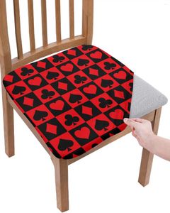 Couvre-chaises carrés de poker Spades Coeurs Plaid Texture Texture Elastic Soutr Couvre pour Slipcovers Home Protector Stretch 2PCS
