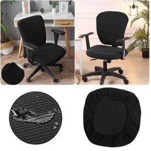 Housses de chaise coussin de siège avec soutien lombaire housse de bureau élastique bureau voiture noire