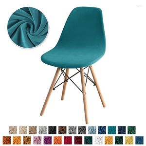 Housses de chaise couverture de coquille de velours doux couleur unie extensible sans bras élastique siège de salle à manger pour cuisine maison El Banquet