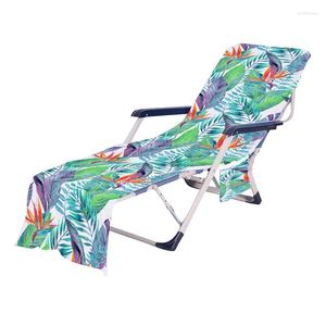 Housses de chaise, serviette de plage d'été, couverture de lit à longue sangle avec poche pour jardin extérieur, piscine, chaise longue