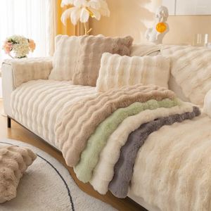 Housses de chaise housse de canapé haut vers le bas hiver épais chaud housse en peluche coussin antidérapant taie d'oreiller Kit de combinaison ensemble de salon