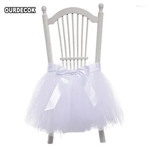 Cubiertas de silla Tutu Tul Tul Faldas Decoraciones de baby Shower Fajas con cinta para la decoración de eventos de boda Suministros de fiesta festivos 1 PC