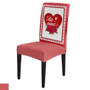 Fundas para sillas Día de San Valentín Love Rose Red White Cover Comedor Spandex Stretch Seat Home Office Decoration Desk Case Set