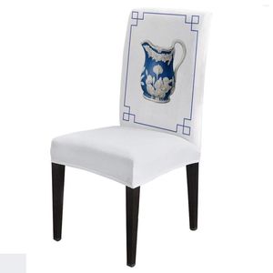 Cubiertas para sillas Vintage Azul y Blanco Porcelana Estilo chino Cubierta Comedor Spandex Stretch Seat Home Office Desk Case Set
