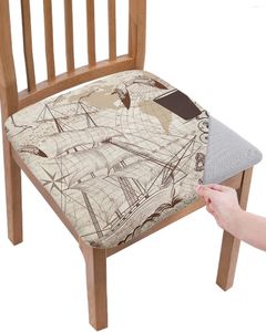 Couvre-chaise Couvrairement vintage Nautical Earth Ship Anchor Seagull Elastic Soutr Cover For Hlebcovers Home Protector Stretch 2pcs