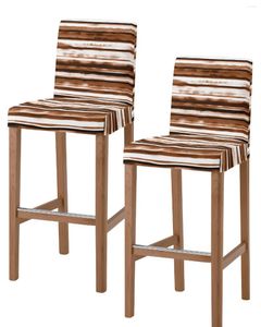 Couvre la chaise aquarelle Stripe Gradient Brown High arrière 2pcs pour la cuisine tabouret de bar élastique Habine à manger Salle Dissiège des sièges