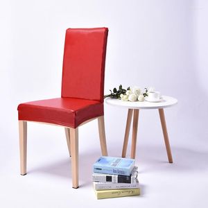 Cubiertas para sillas impermeables spandex pu cuero cubierta elástica asiento moderno rojo negro fiesta banquete decoración comedor D30