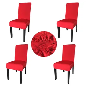 Fundas para sillas al por mayor, 4 piezas, tela de LICRA roja, elásticas, extraíbles y lavables, fundas protectoras para asientos de comedor SCS-4RE