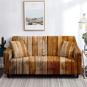 Cubiertas de silla Cubierta de sofá de madera Tablón de madera rústico Patrón de piso oscuro Protector de muebles para sala de estar Cojín antideslizante