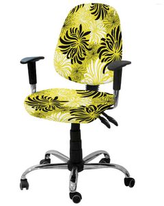 Housses de chaise chrysanthème jaune noir et blanc rétro housse de fauteuil élastique housse de bureau amovible siège fendu