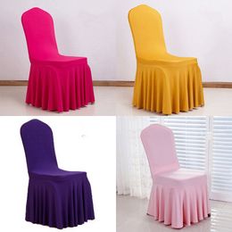 Chaise Jupe Couverture De Mariage Banquet Chaise Protecteur Housse Décor Jupe Plissée Style Chaise Couvre Élastique Spandex EEA459