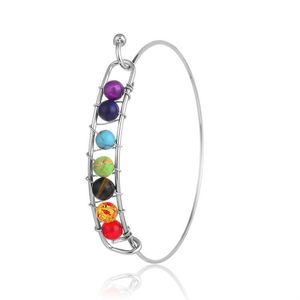 Chakra vente Yoga 7 Bracelet argent or pierre naturelle Bracelet perles Reiki spirituel bouddha bijoux pour femmes livraison directe