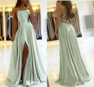 Champagne Bury Elegant Bridesmaid Dresses A Line Spaghetti Front Split Long Maxi Maid of Honor Gowns Wedding Guest Party Evening Dress