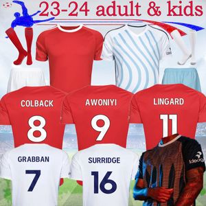 23 24 Camisa de futebol LINGARD Nottingham GRABBAN Johnson Surridge 2023 Forest Awoniyi AMEOBI MIGHTEN KROVINOVIC Zinckernagel Camisas de futebol masculino crianças 16- XXL