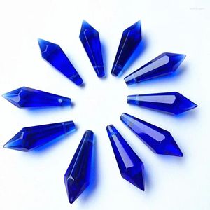 Lustre Crystal 12pcs 36 mm lampe en verre bleu prismes parties suspension des pendentifs pour candélabre de plafonniers décor de mariage