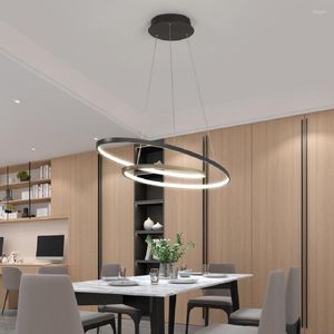 Lustres arrivée lustre Led moderne pour salon salle à manger noir mat/blanc 90-260V luminaires suspendus éclairage