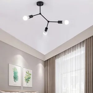 Candelabros Negro Retro LED Lámpara nórdica Iluminación Vintage Techo industrial para sala de estar Dormitorio Hogar