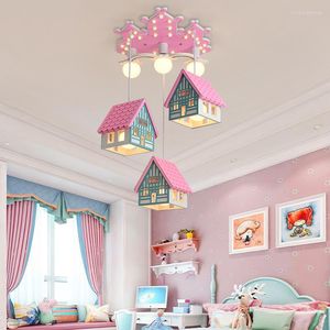 Lustres aire de jeux fantastique pour enfants fille princesse garçon dessin animé lampe maternelle mère bébé boutique créative sculpture sur bois