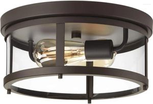 Chandeliers Collection Lampe encastrée d'extérieur à 2 ampoules en verre transparent Bronze antique 5,75 x 12,63 x 12,63 Lampe Lustre à LED C