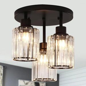 Luz de lámpara de lámparas de lámpara de lámpara de techo de cristal de 3 luces Monte de semi rasgador de lámpara de 3 luces Pequeño para el comedor Pasillo de entrada