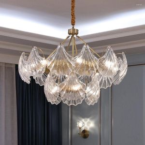 Lustres Deyidn Morden luxe or verre coquille lustre éclairage pour salon salle à manger chambre lampe à LED luminaires intérieurs