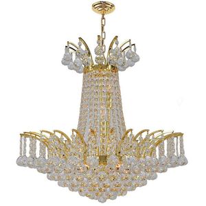 Candelabros Empiral Clear Crystal Araña Iluminación LED Lujo Oro Royal Colgante Lámpara Colgante Interior Sala de estar Dormitorio Luminaria