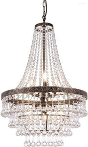 Lustres Lustre en cristal Empire français, éclairage suspendu en Bronze Antique à 6 lumières pour Foyer de campagne, 22 