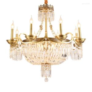 Candelabros de lujo francés, candelabro de cristal de cobre, Villa europea, sala de estar, comedor, dormitorio, iluminación pura