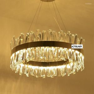 Lustres Lustre En Cristal Doré De Luxe Salon Lumière Ronde LED En Acier Inoxydable Décoratif