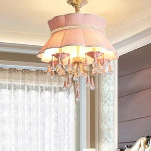 Lustres Huioo Style européen salon tissu cristal lustre simple créatif chaud romantique chambre lampe
