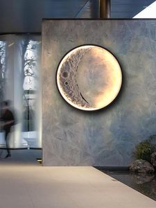 Lustres lampe à LED paysage de lune moderne porche mur extérieur intérieur extérieur lumière jardin villa IP65 étanche en aluminium