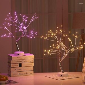 Candelabros LED Luz de noche Mini árbol de Navidad Alambre de cobre Lámpara de guirnalda Decoración de dormitorio para niños PAK55