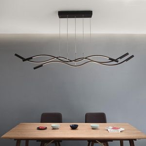 Candelabros LED Nordic Creative Restaurant Chandelier Modern Minimalist Three-head Wave Lighting Bar Reception Tea Room Light