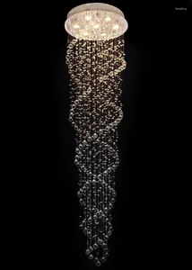 Les lustres lampe légère double droplettes cristallines en spirale claire k9 plafond de billes