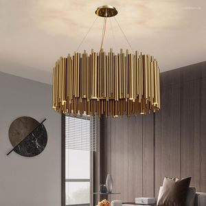 Chandeliers Lights Modern Gold Living Room Island Deco LEDing Steel Round Bedroom Restaurant Oval Interior Hanging Light