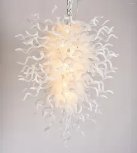 CHANDELIERS Longree Spiral Glass Chandelier Large Chihuly Ivory White Blown Wlown Forwlown For Home Stairs Foyer Entrée