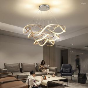 Lustres Lustres LED Plafonnier Lustre Lampe Pour Salon Chambre Moderne Grand Luminaires AC85-260V Or