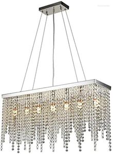 Lustres Lustre suspendu en cristal moderne E14 7 lumières bande métallique lampe suspendue intérieur Table à manger plafond suspendu lumière maison