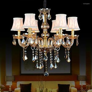 Lustres Design Moderne Cristal Ambre Lustre Abat-Jour Maria Theresa Lustres De Teto Luminaire Lampe En Cristal